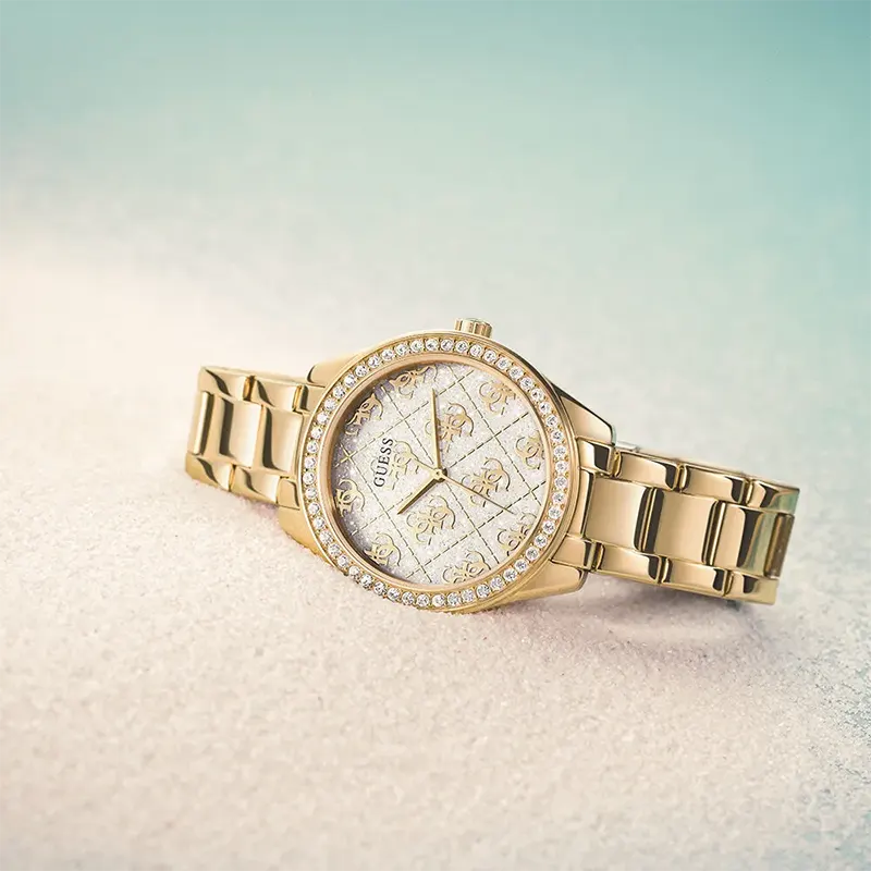 Guess Sugar White Dial Mineral Len's Crystal Ladies Watch- GW0001L2